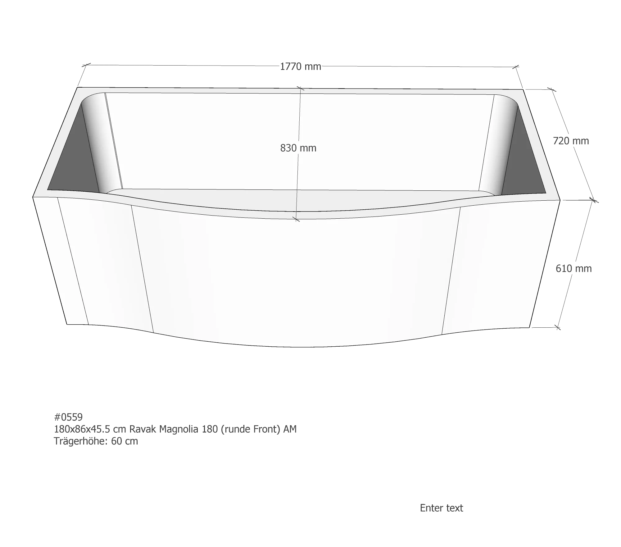 Badewannenträger passend für Ravak Magnolia 180 180 × 85 × 45,5 cm