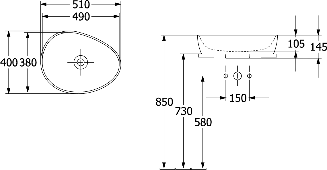 Villeroy & Boch Aufsatzwaschtisch „Antao“ 510 × 400 × 150 mm, ohne Hahnlochbohrung in Stone White Villeroy & Boch Aufsatzwaschtisch „Antao“ 510 × 400 × 150 mm, ohne Hahnlochbohrung in Stone White