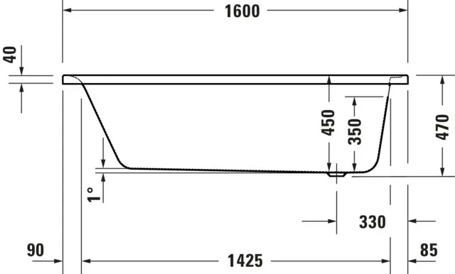 Duravit Badewanne „Soleil by Starck“ rechteck 160 × 70 cm, Fußablauf