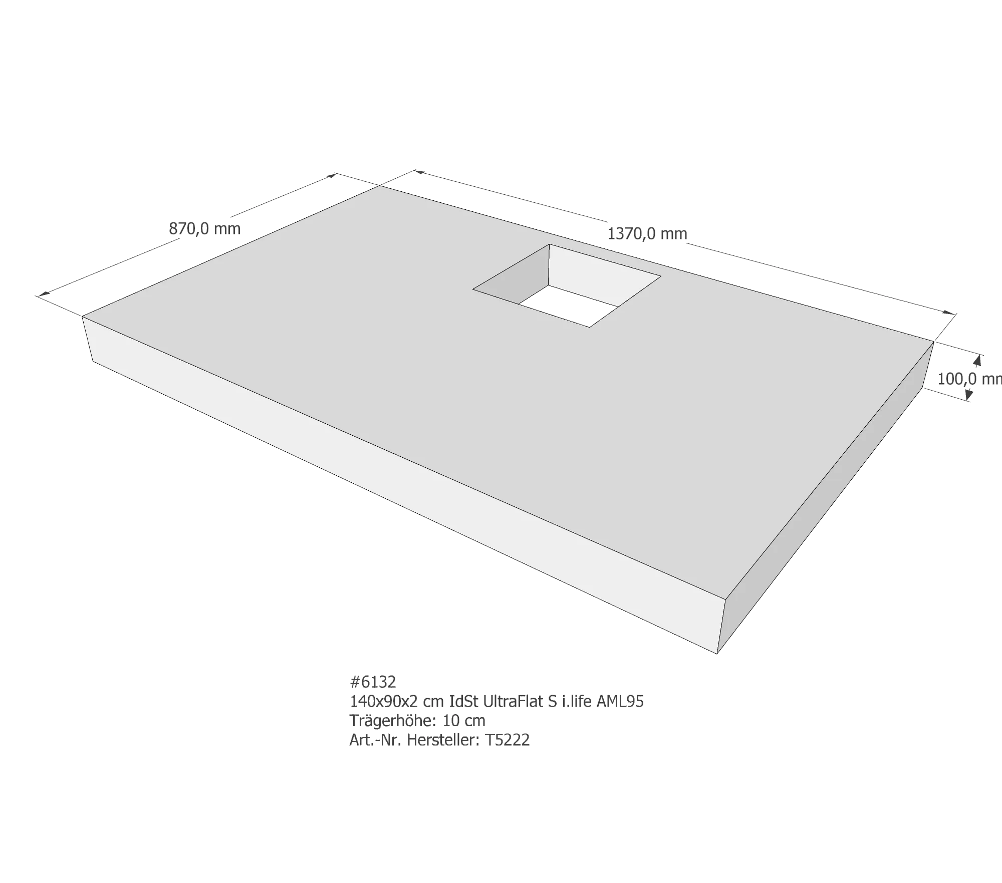 Duschwannenträger passend für Ideal Standard Ultra Flat S i.life 140 × 90 × 2 cm