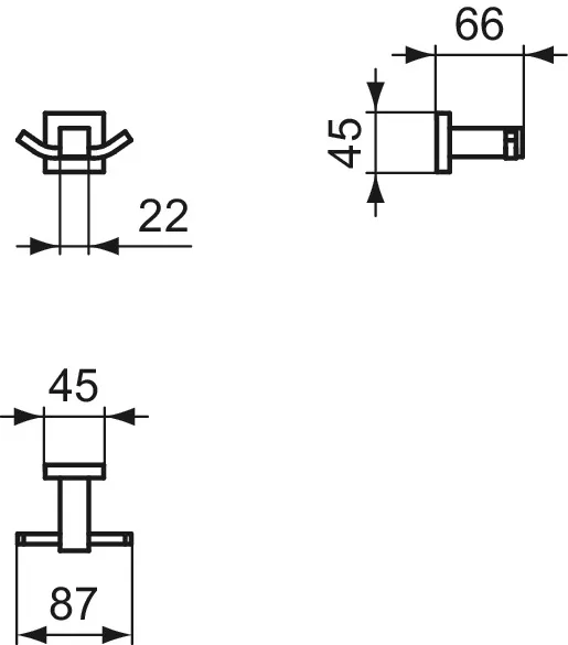 Doppelter Handtuchhaken IOM Cube, Chrom Doppelter Handtuchhaken IOM Cube, Chrom