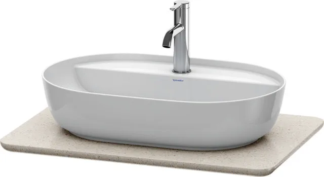 Duravit Konsole „Luv“ Ausschnitte: 1 / Becken: mittig / Farbe: Sand Struktur / Größe: 68,8 × 47,5 × 2 cm / Oberfläche: Quarzstein Duravit Konsole „Luv“ Ausschnitte: 1 / Becken: mittig / Farbe: Sand Struktur / Größe: 68,8 × 47,5 × 2 cm / Oberfläche: Quarzstein
