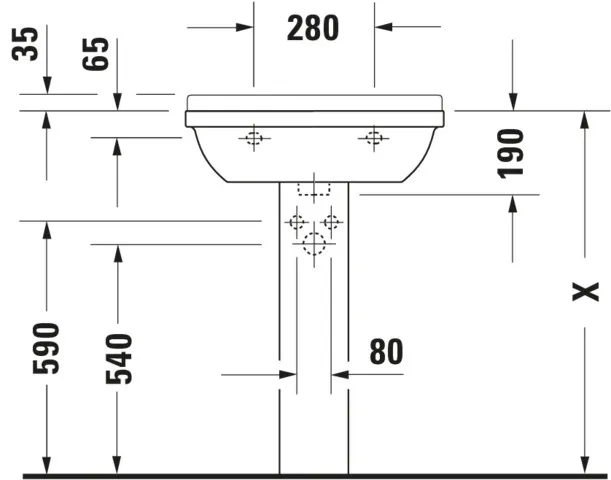 Wandwaschtisch „Starck 3“, mit Überlauf, Hahnlochposition mittig Wandwaschtisch „Starck 3“, mit Überlauf, Hahnlochposition mittig