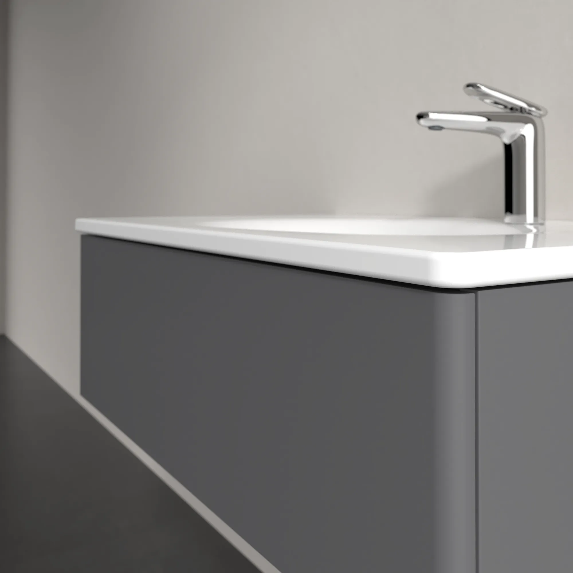 Villeroy & Boch Waschbeckenunterschrank Antao K01, Anthracite Matt Lacquer, 788x256x496mm, 256mm Höhe, mittige Wanneneinbauposition, 1 Auszug mit SoftClosing und Push-to-open Funktion Villeroy & Boch Waschbeckenunterschrank Antao K01, Anthracite Matt Lacquer, 788x256x496mm, 256mm Höhe, mittige Wanneneinbauposition, 1 Auszug mit SoftClosing und Push-to-open Funktion