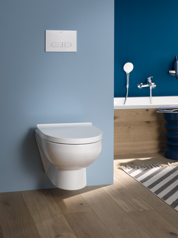 Duravit Wand-Tiefspül-WC inkl. WC-Sitz „No.1“ 37,3 × 54 × 39,3 cm, Befestigung sichtbar Duravit Wand-Tiefspül-WC inkl. WC-Sitz „No.1“ 37,3 × 54 × 39,3 cm, Befestigung sichtbar