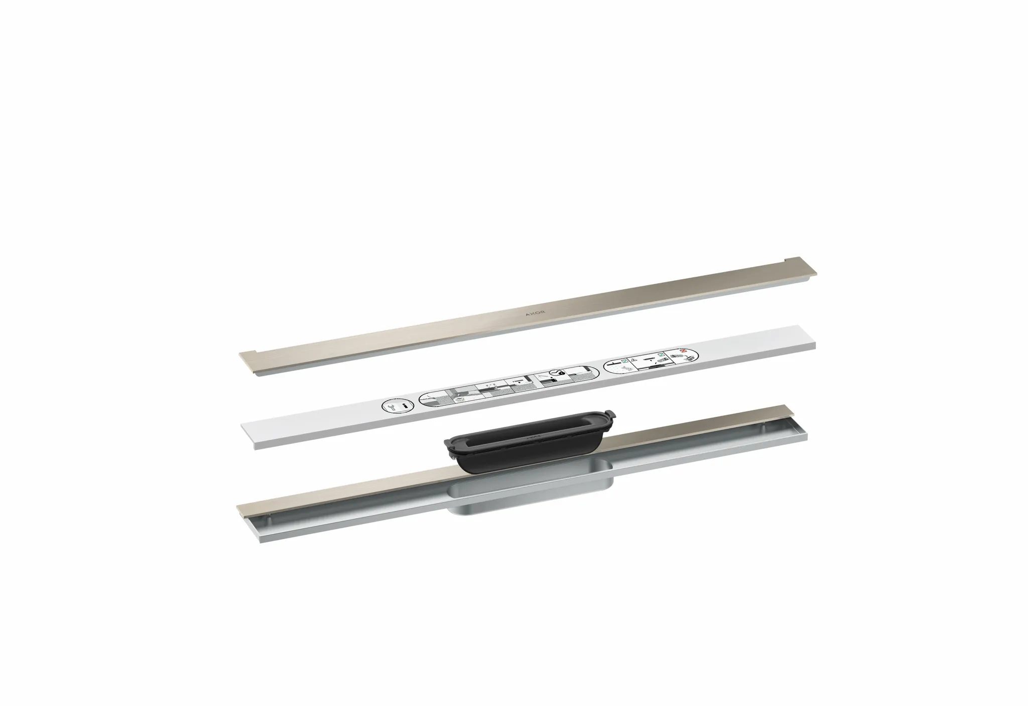 Hansgrohe AXOR Drain Fertigset Duschrinne 700mm Wandmontage Brushed Nickel Hansgrohe AXOR Drain Fertigset Duschrinne 700mm Wandmontage Brushed Nickel