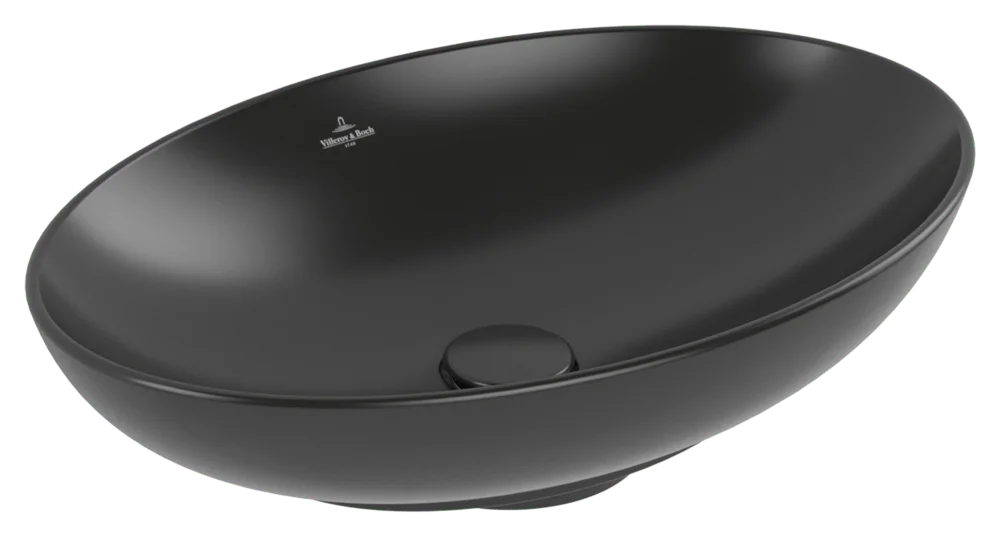 Villeroy & Boch Aufsatzwaschbecken Loop & Friends Pure Black CeramicPlus 560x380x150mm mit Überlauf