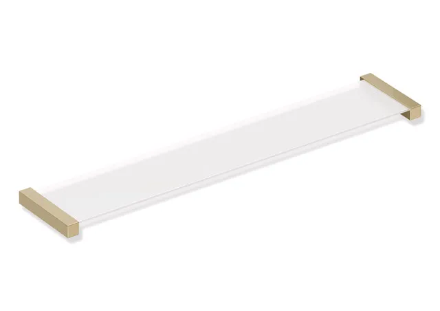 Ablage, Edelstahl, PVD, Ablagefläche aus ESG-Glas (4 mm), von der Unterseite satiniert, Breite 616 mm, Höhe 20 mm, Tiefe 122 mm, in Farbe CK (Messing glänzend) Ablage, Edelstahl, PVD, Ablagefläche aus ESG-Glas (4 mm), von der Unterseite satiniert, Breite 616 mm, Höhe 20 mm, Tiefe 122 mm, in Farbe CK (Messing glänzend)