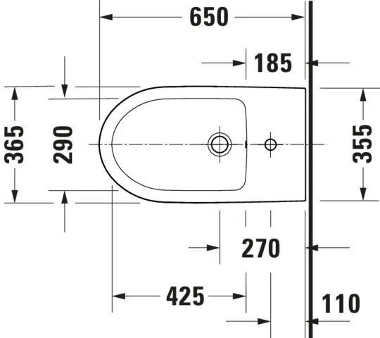 Duravit Stand-Bidet „No.1“, Befestigung sichtbar 36,5 × 65 × 40 cm