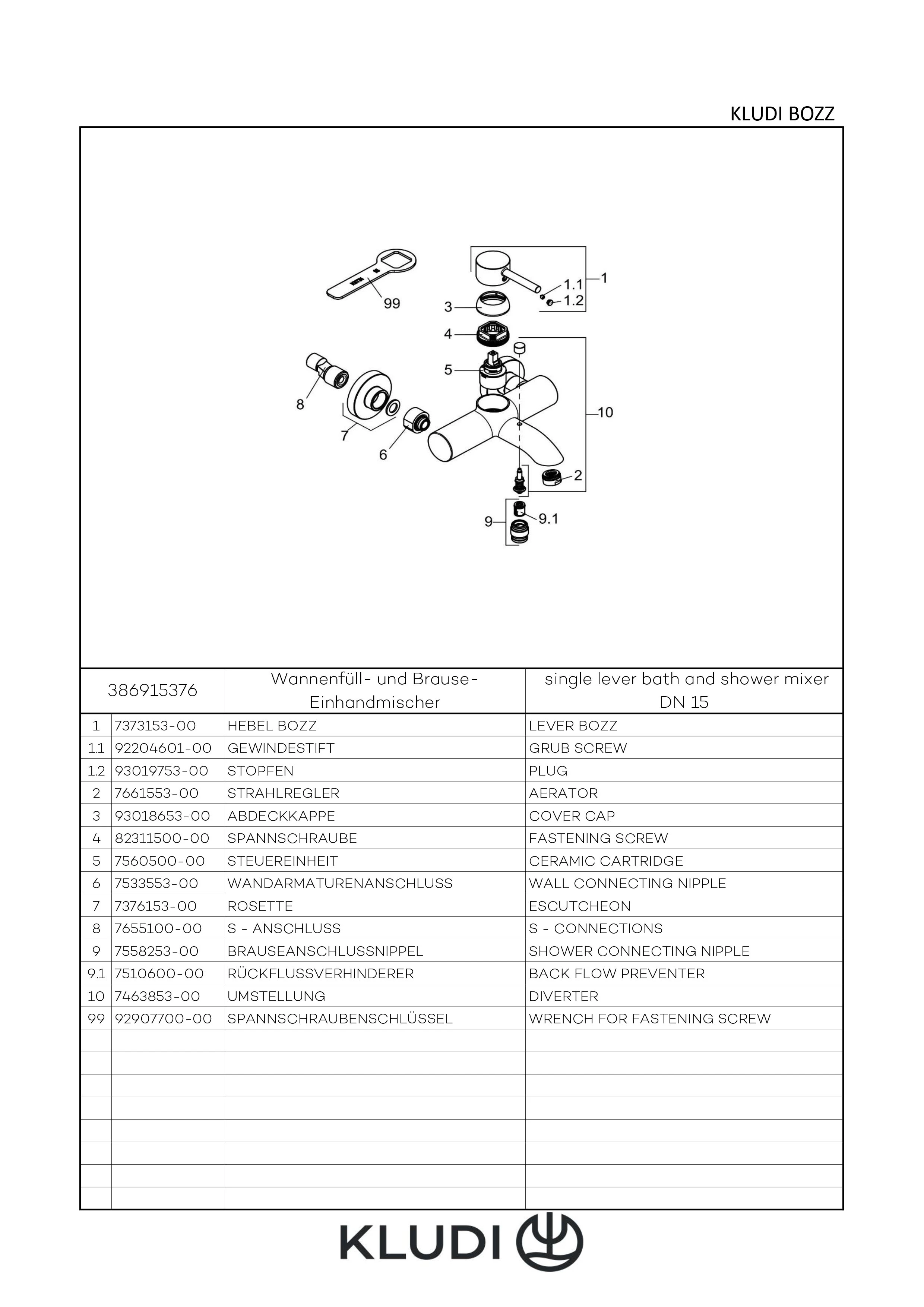 Kludi BOZZ Einhandmischer mattweiß, DN 15, automatische Brause/Wanne-Umstellung, geschlossener Metallhebel, eigensicher gegen Rückfließen Kludi BOZZ Einhandmischer mattweiß, DN 15, automatische Brause/Wanne-Umstellung, geschlossener Metallhebel, eigensicher gegen Rückfließen