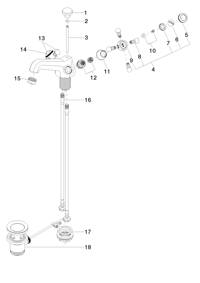 Waschtisch-Einlochbatterie mit Ablaufgarnitur MADISON Chrom 22500360 Waschtisch-Einlochbatterie mit Ablaufgarnitur MADISON Chrom 22500360