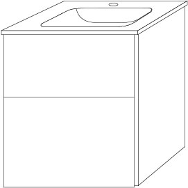 Sanipa Glas-Waschtisch-Set mit Waschtischunterschrank „3way“ 50 × 40,7 × 58,2 cm in Eiche-Nordic