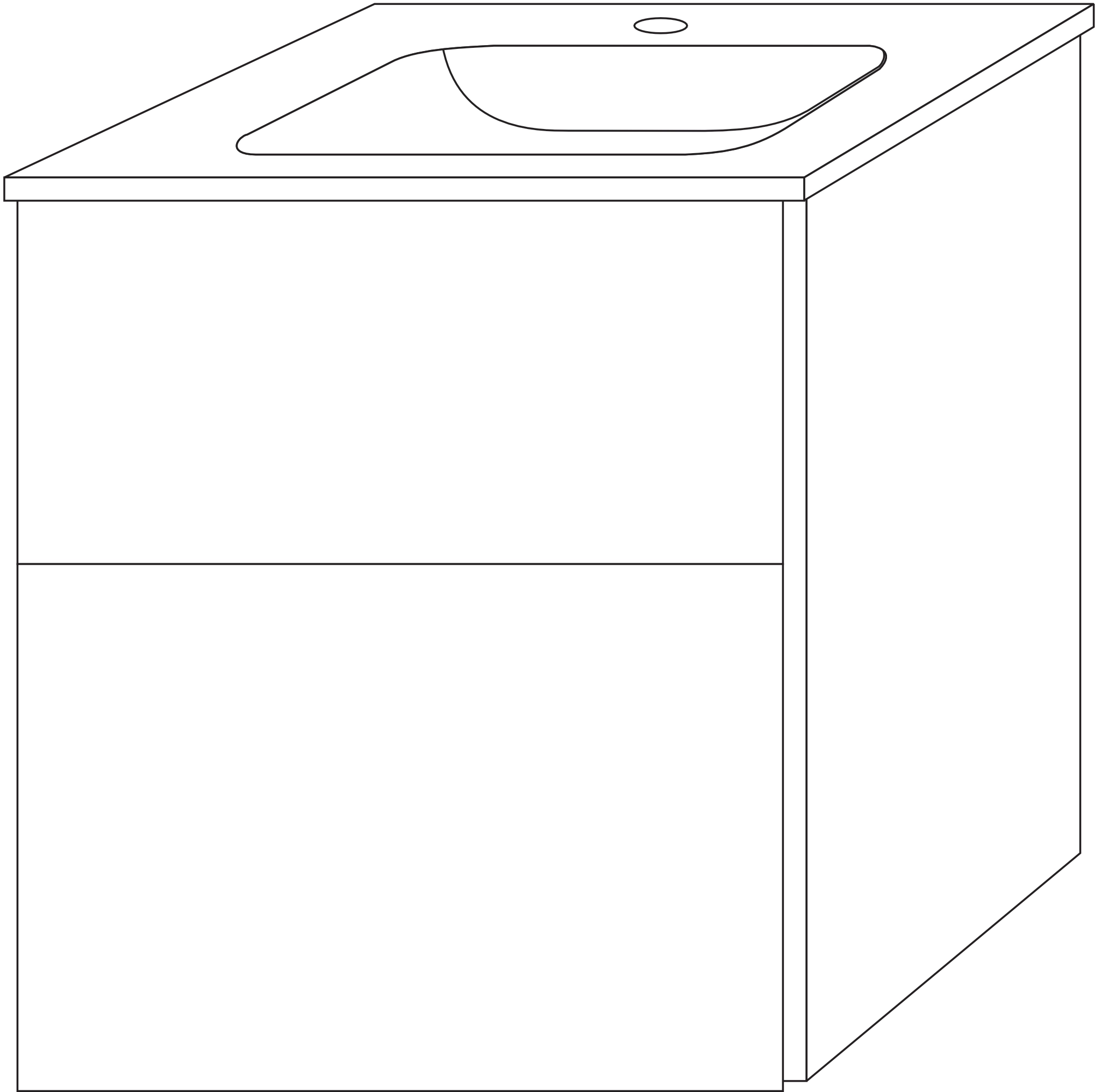 Sanipa Glas-Waschtisch-Waschtischunterschrank mit Waschtischunterschrank „3way“ 500 × 582 × 407 mm in Anthrazit (matt), mit Hahnlochbohrung