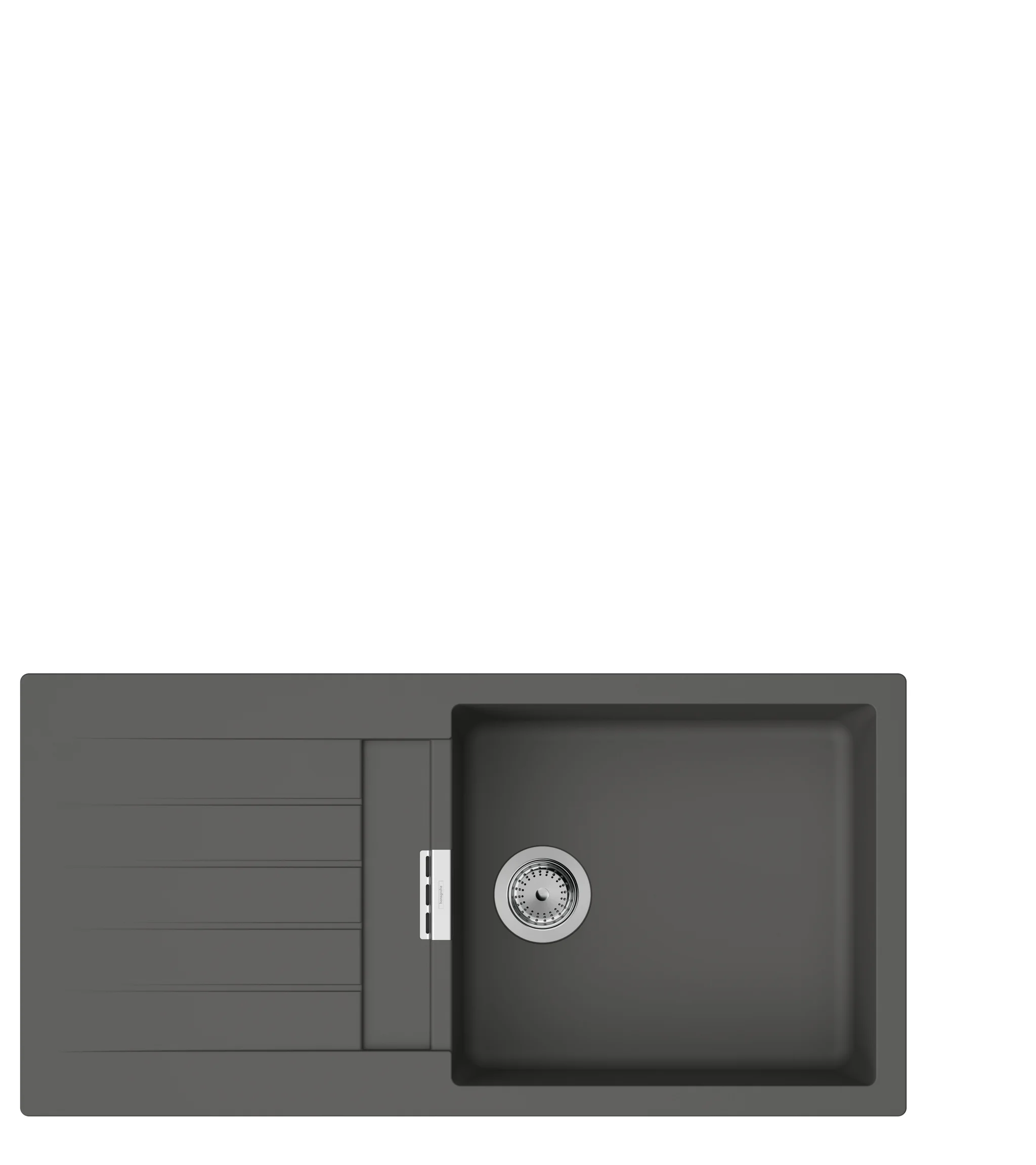 Hansgrohe S52 Einbauspüle 480 mm Steingrau, reversibel, mit automatischer Ablaufgarnitur und Abtropffläche Hansgrohe S52 Einbauspüle 480 mm Steingrau, reversibel, mit automatischer Ablaufgarnitur und Abtropffläche
