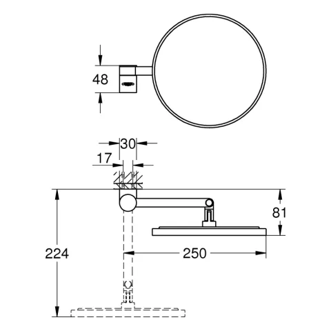 Grohe Kosmetikspiegel Selection 7-fache Vergrößerung verdeckte Befestigung LongLife in supersteel