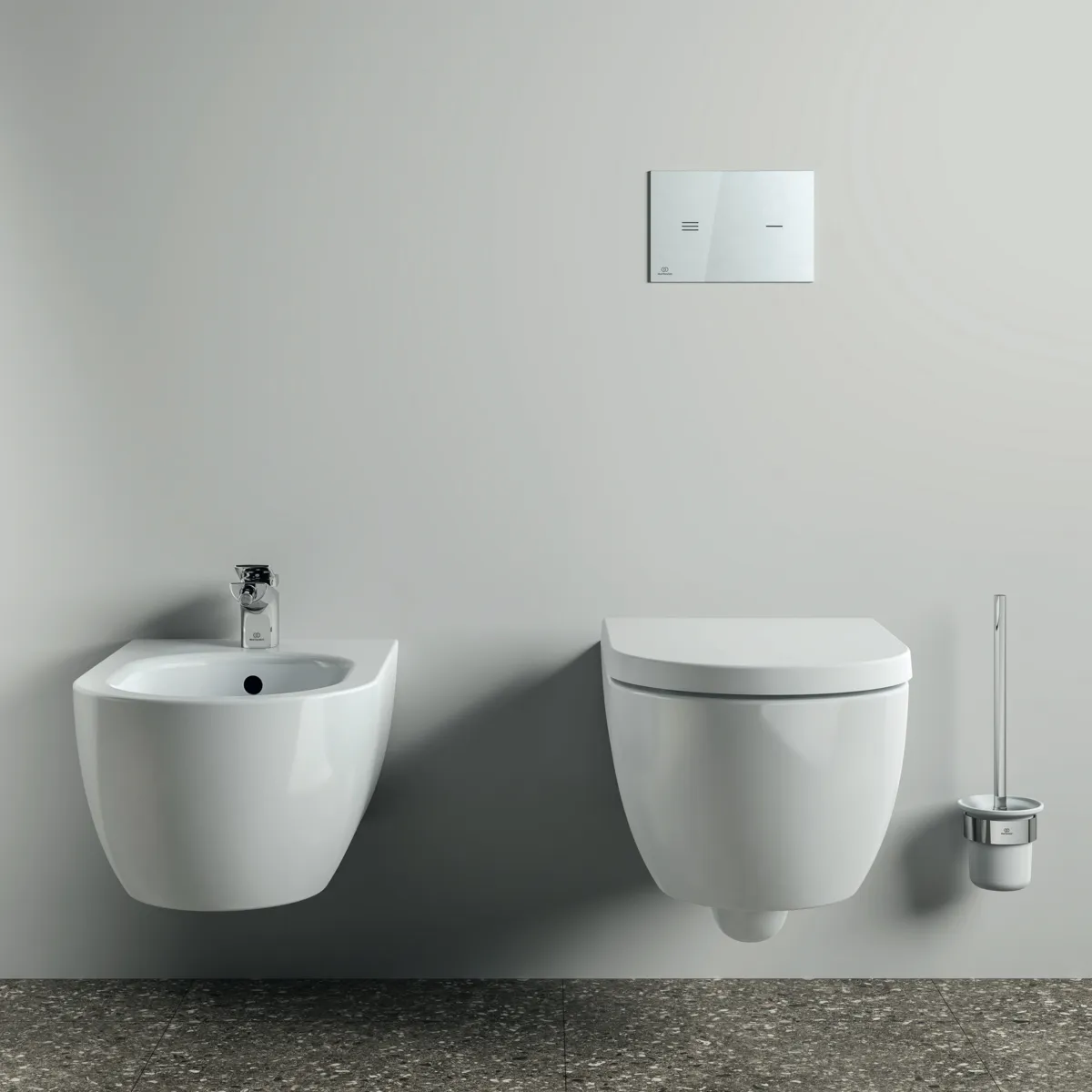 Ideal Standard Toilettenbürstengarnitur „Conca“ 11,2 × 38,3 cm in Chrom, Befestigung verdeckt