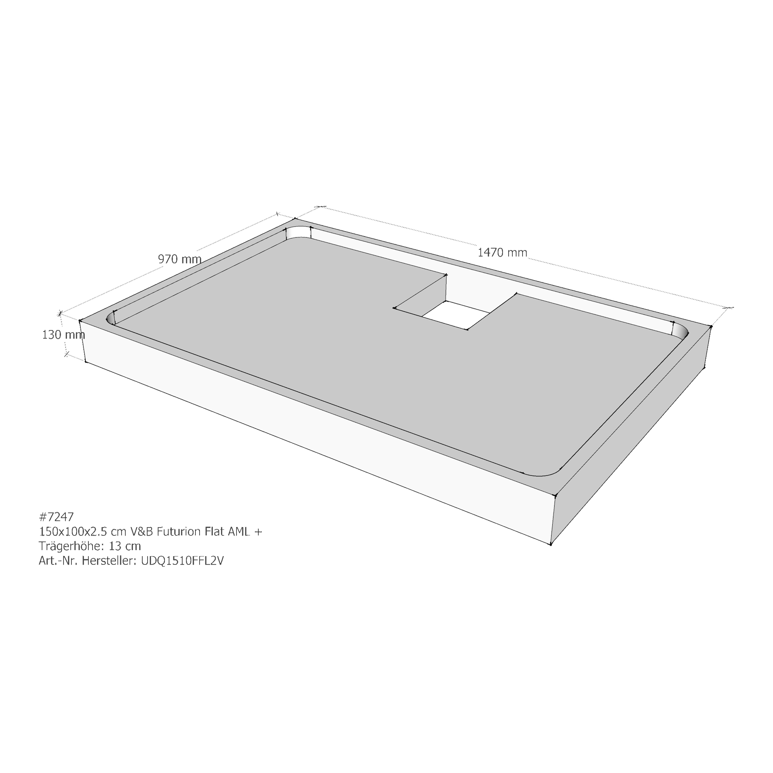 Duschwannenträger für Villeroy & Boch Futurion Flat 150 × 100 × 2,5 cm