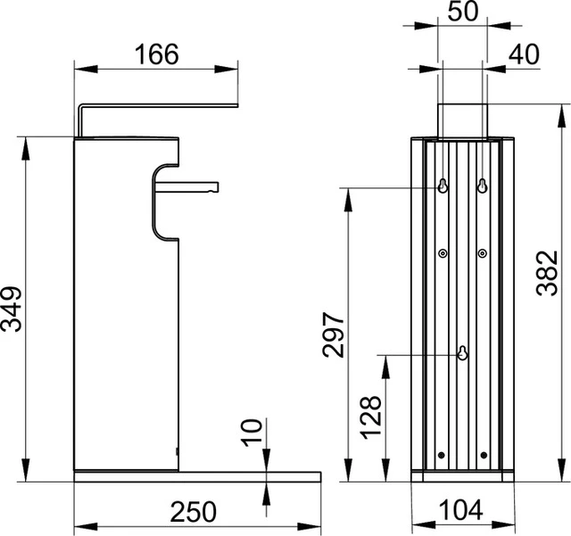 Plan 14954170400 Desinfektionsmittelspender Wandmodell, ohne Fenster silber-eloxiert/schwarz