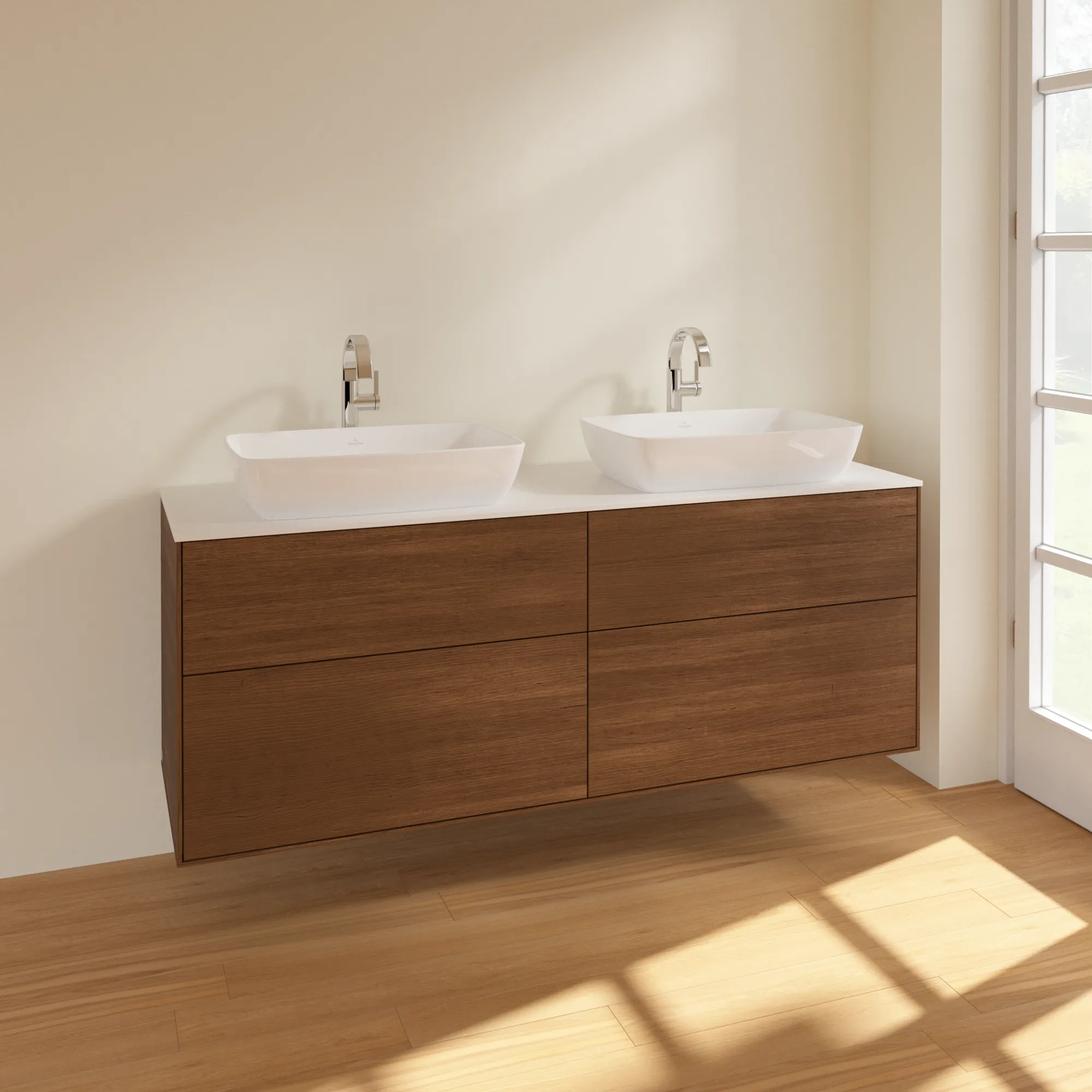 Villeroy & Boch Waschtischunterschrank „Finion“ für Schrankwaschtisch 1600 × 603 × 501 mm Walnut Veneer, für links und rechts, mit Hahnlochbohrung Villeroy & Boch Waschtischunterschrank „Finion“ für Schrankwaschtisch 1600 × 603 × 501 mm Walnut Veneer, für links und rechts, mit Hahnlochbohrung