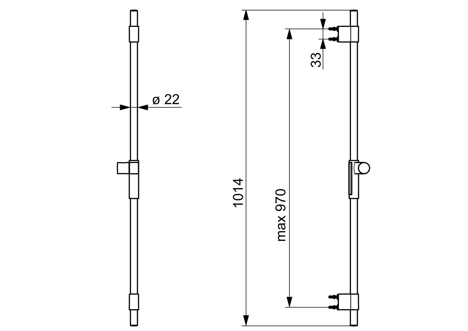 HansaACTIVEJET Duschstange Wandstange HansaACTIVEJET 0479 Chrom