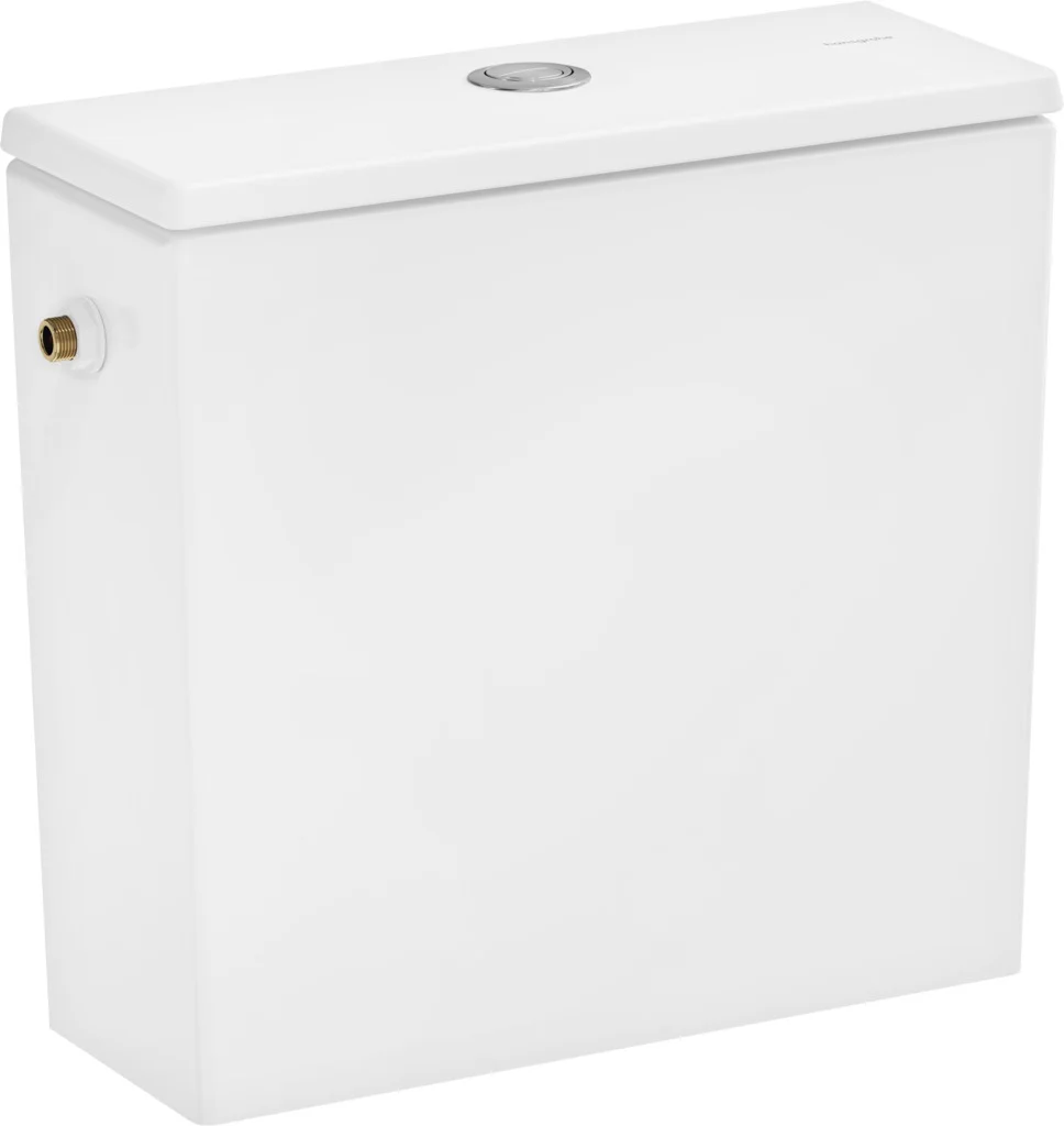 Hansgrohe EluPura Original Q Aufsatzspülkasten mit seitlichem Wasseranschluss, weiß, Typ 1, Vollmenge 6 l nach EN997, Bedienung über Druckknopf, duale Spülung