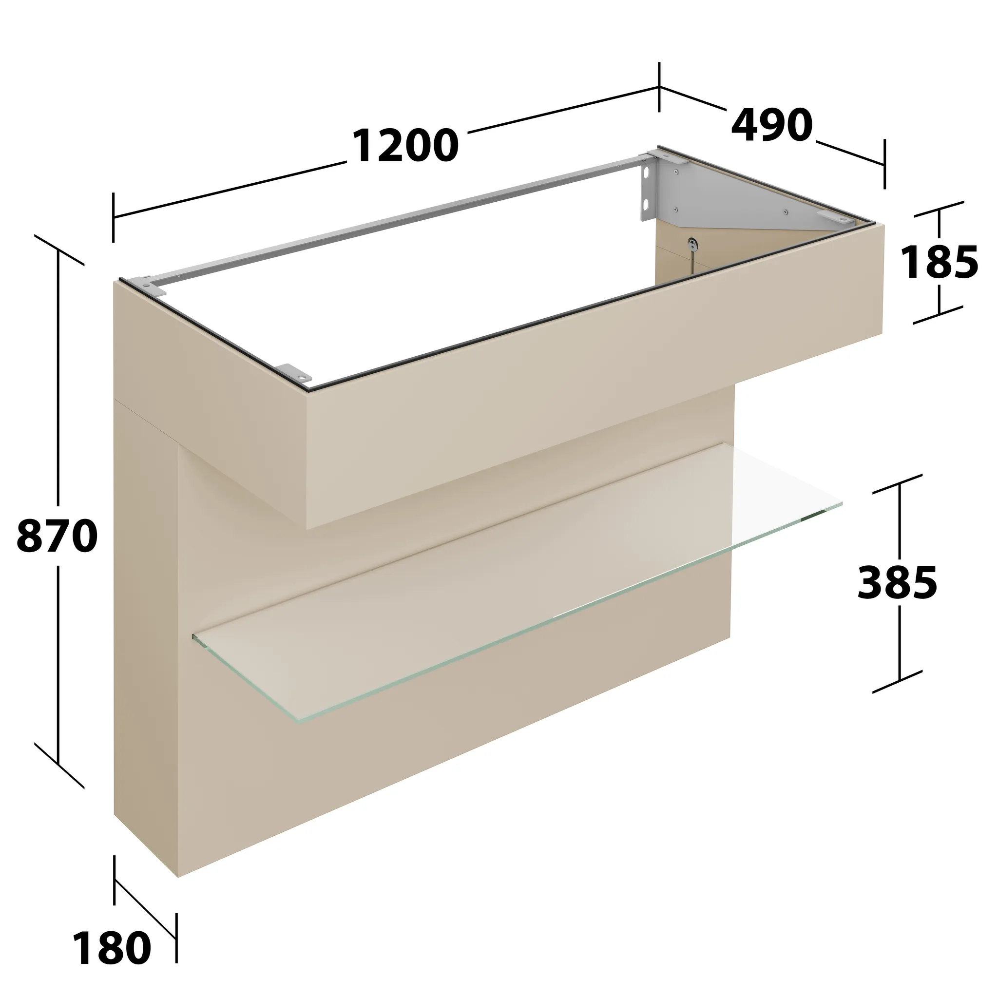 KEUCO EDITION 11 ART Waschtischunterbau m. Glasablage und Beleuchtung 1200x870x490 sand