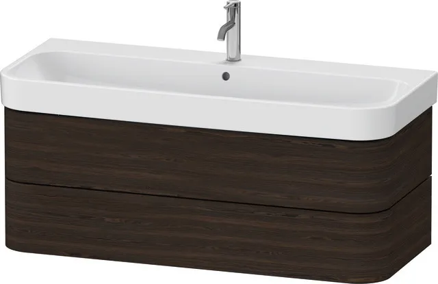 Duravit Waschtischunterschrank wandhängend „Happy D.2 Plus“ 117,5 × 41,5 × 49 cm Nussbaum gebürstet