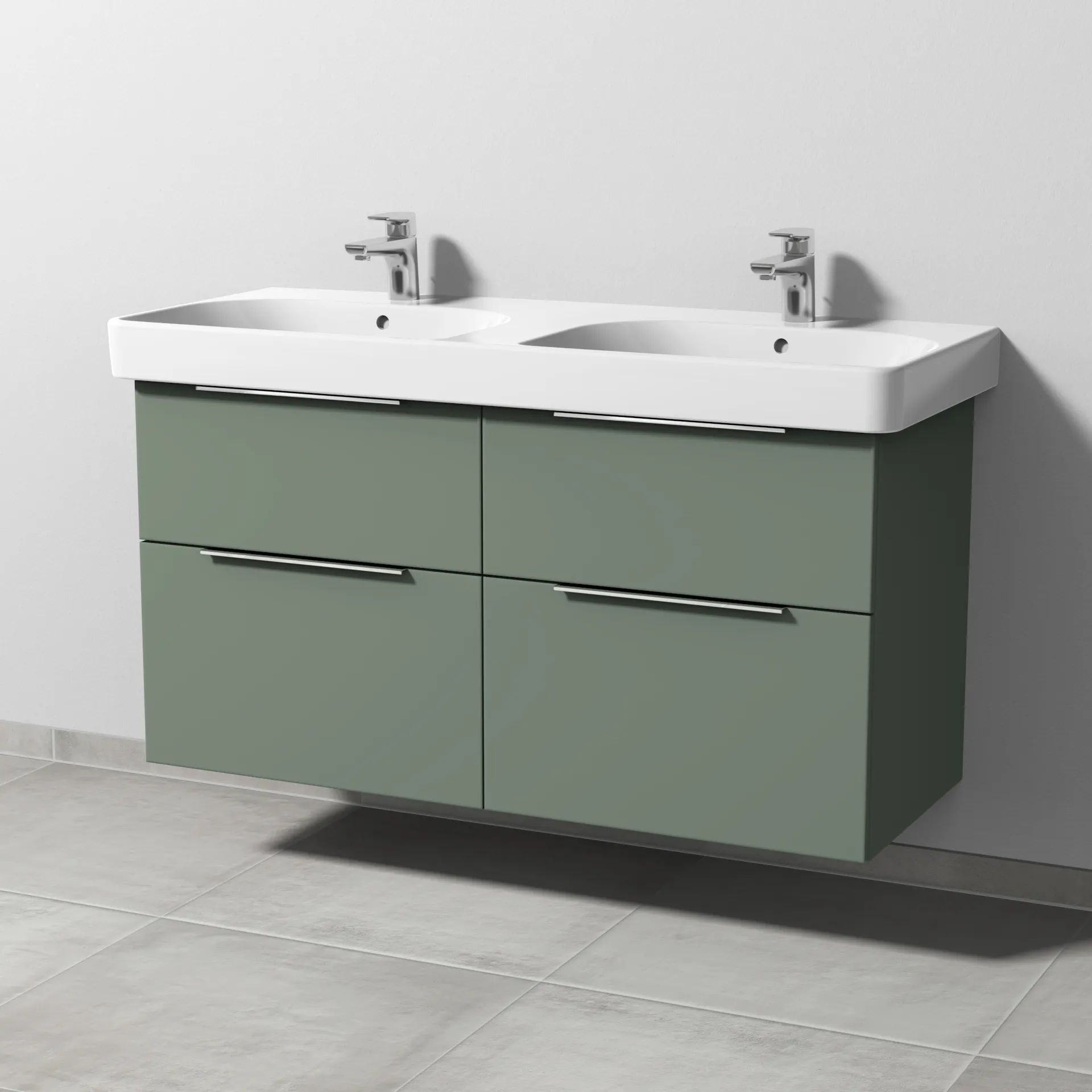 Sanipa Waschtischunterschrank „3way“ passend zu Keramik-Waschtische Smyle Square von Geberit 1130 × 593 × 442 mm in Soft-Green