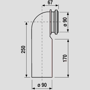 WC-Anschlussbogen 90 Grad DN90 1-fach, schwarz
