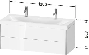 Duravit Waschtischunterschrank wandhängend „XViu“ 120 × 50,3 × 48 cm in Dolomiti Grey Hochglanz