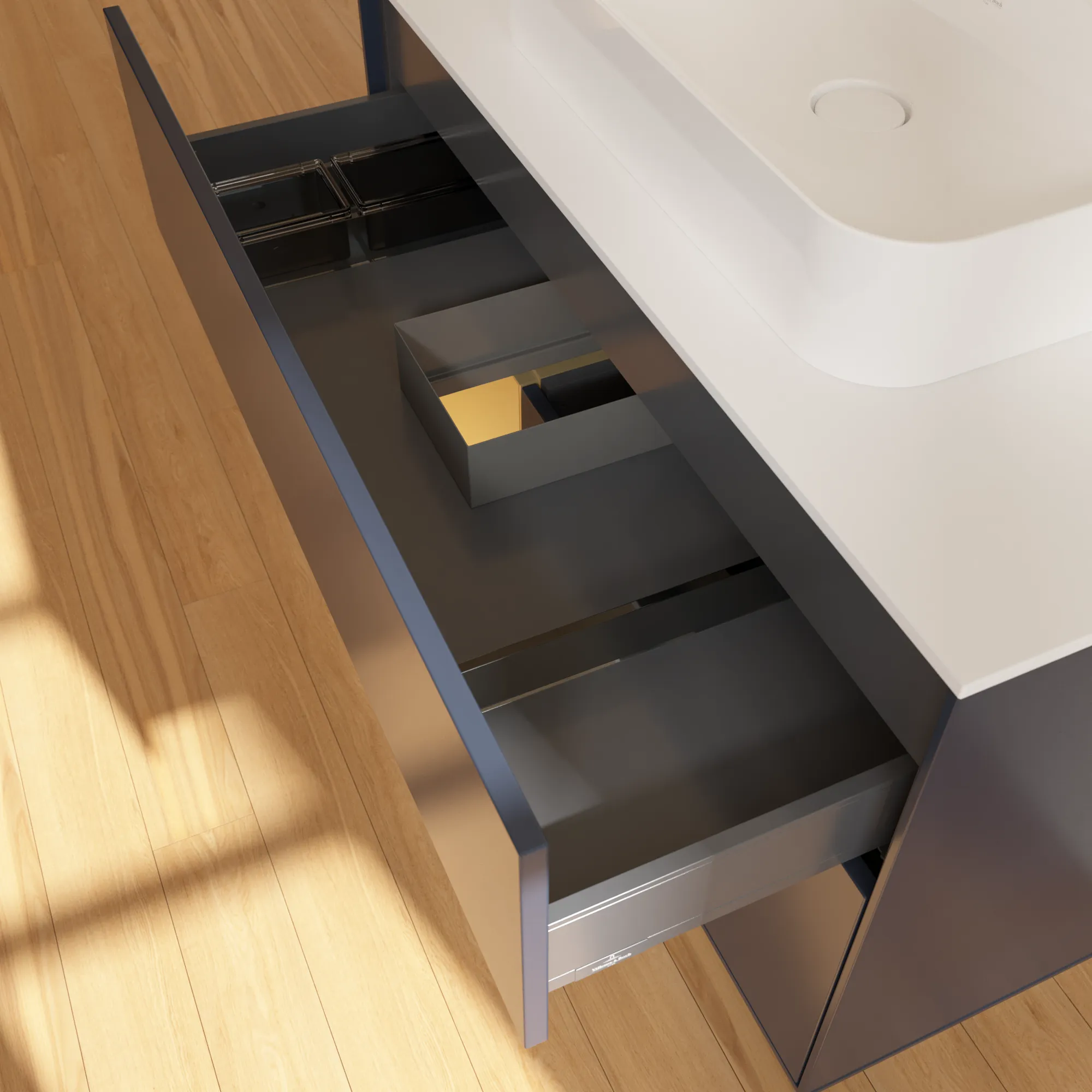 Villeroy & Boch Waschtischunterschrank „Finion“ für Schrankwaschtisch 1000 × 603 × 501 mm Midnight Blue Matt Lacquer, für Becken mittig