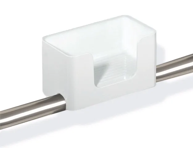 Ablagebox der Serie 802 LifeSystem, Polyamid, zum Aufstecken auf Stangensystem D: 30-33 mm, 200 mm breit, 110 mm hoch, 107 mm tief, in Farbe 99 (Reinweiß) Ablagebox der Serie 802 LifeSystem, Polyamid, zum Aufstecken auf Stangensystem D: 30-33 mm, 200 mm breit, 110 mm hoch, 107 mm tief, in Farbe 99 (Reinweiß)