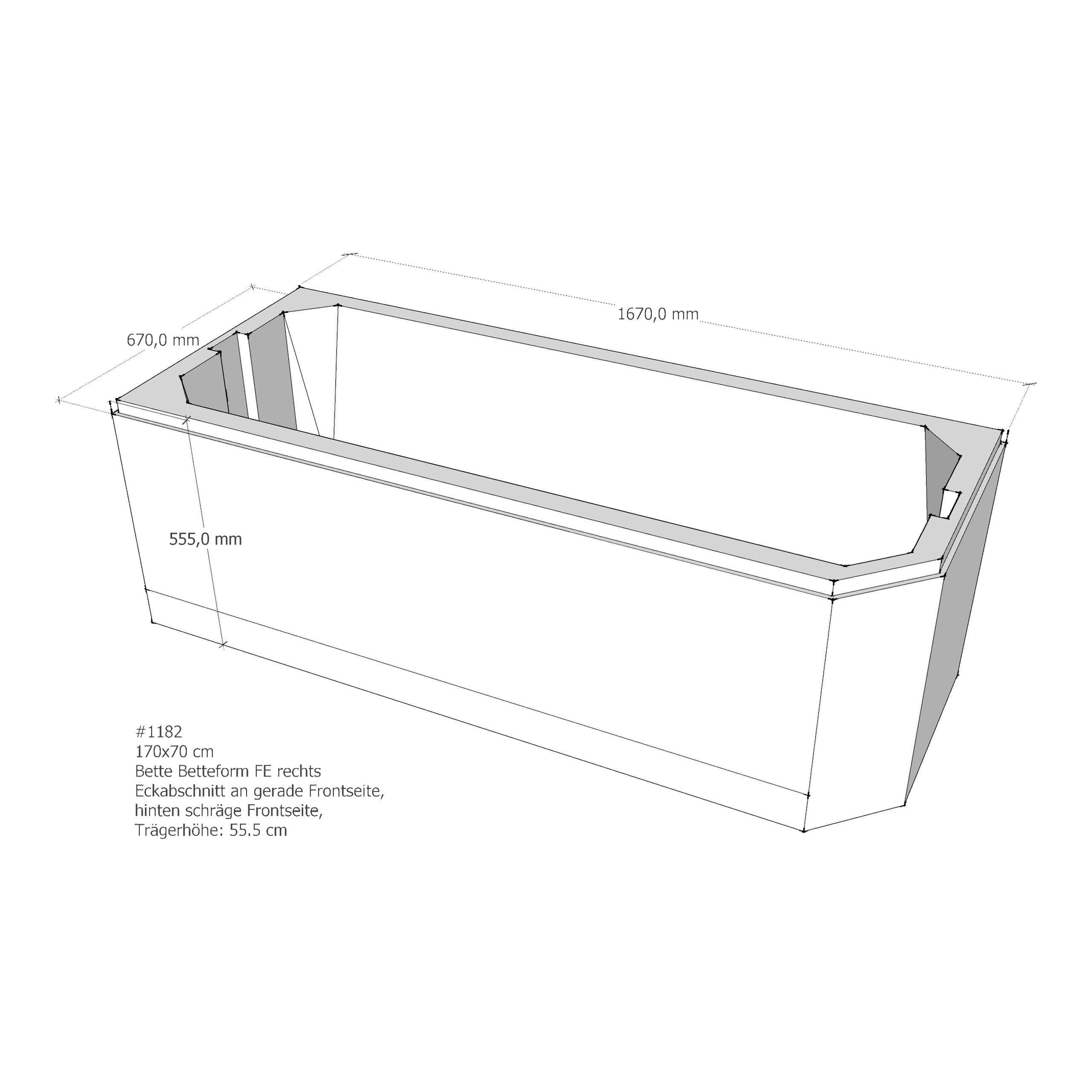 Badewannenträger für Bette BetteProfi-Form FE rechts 170 × 70 × 42 cm