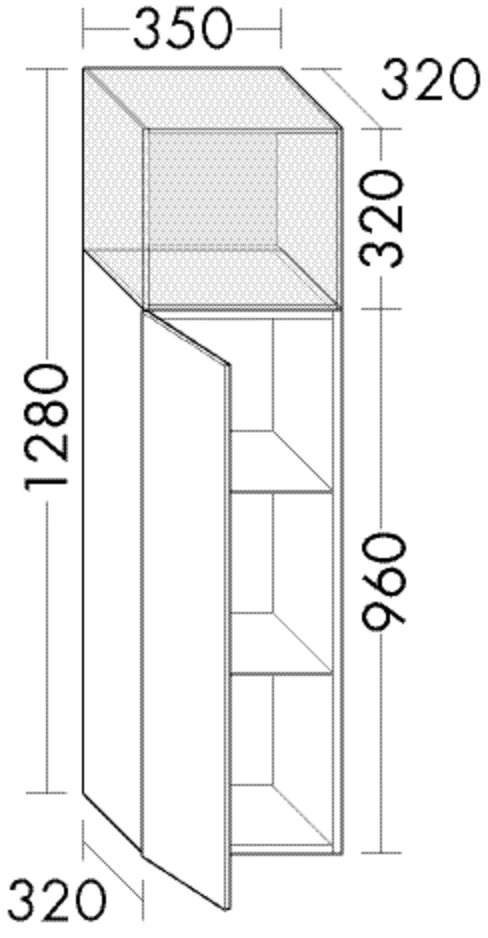 burgbad Hochschrank „Yumo“ 390 × 1280 × 360 mm in Eiche Dekor Cashmere