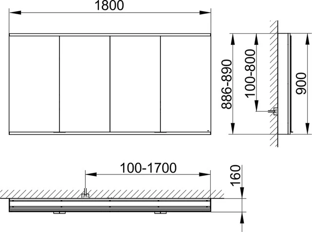 KEUCO Wandvorbau Spiegelschrank 4-türig „Royal Modular 2.0“ in Silber (eloxiert), Aufputz, ohne Beleuchtung, mit Steckdosen 1800 × 900 × 120 mm KEUCO Wandvorbau Spiegelschrank 4-türig „Royal Modular 2.0“ in Silber (eloxiert), Aufputz, ohne Beleuchtung, mit Steckdosen 1800 × 900 × 120 mm