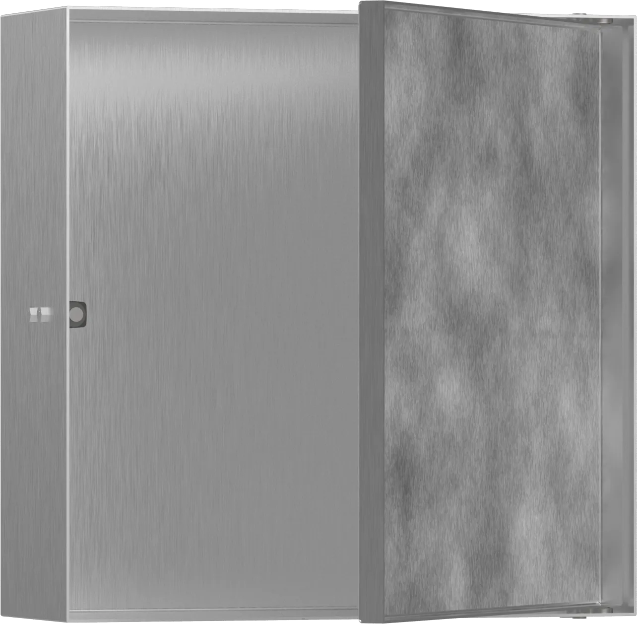 Hansgrohe XtraStoris Rock Wandnische mit befliesbarer Tür, 300 x 300 x 100 mm, Edelstahl gebürstet