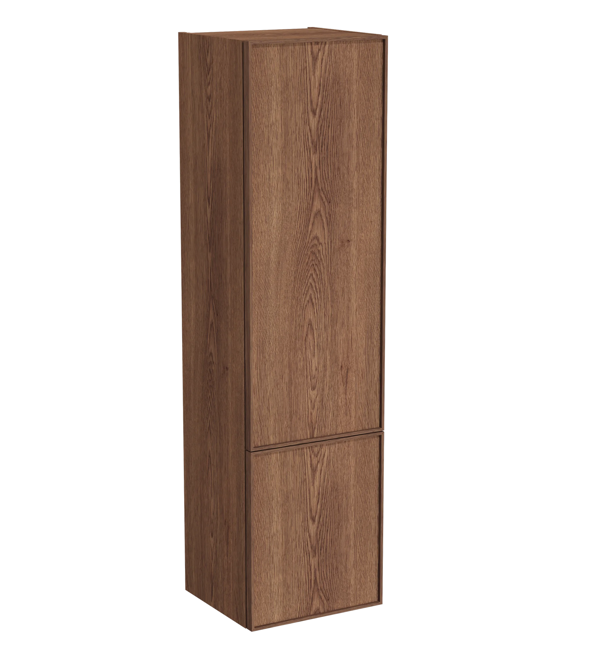 VitrA New Metropole Edge Hochschrank, 40 x 37 x 150 cm, Walnuss, 2 Türen mit Softclose & Push-Open, Wandmontage