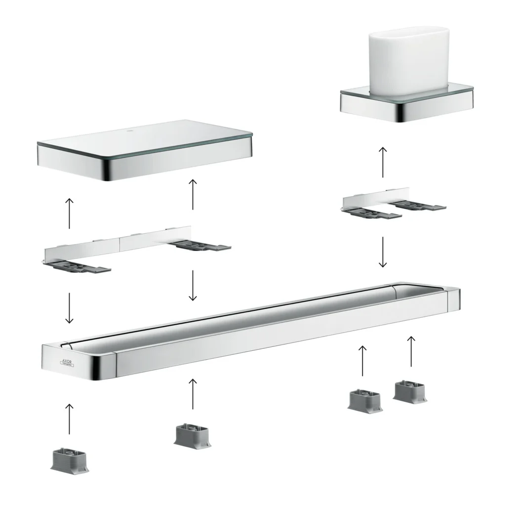 Hansgrohe Axor Universal Softsquare Zahnputzbecher Chrom, Wandmontage, Bohrabstand 108 mm, Durchmesser Bohrloch 6 mm