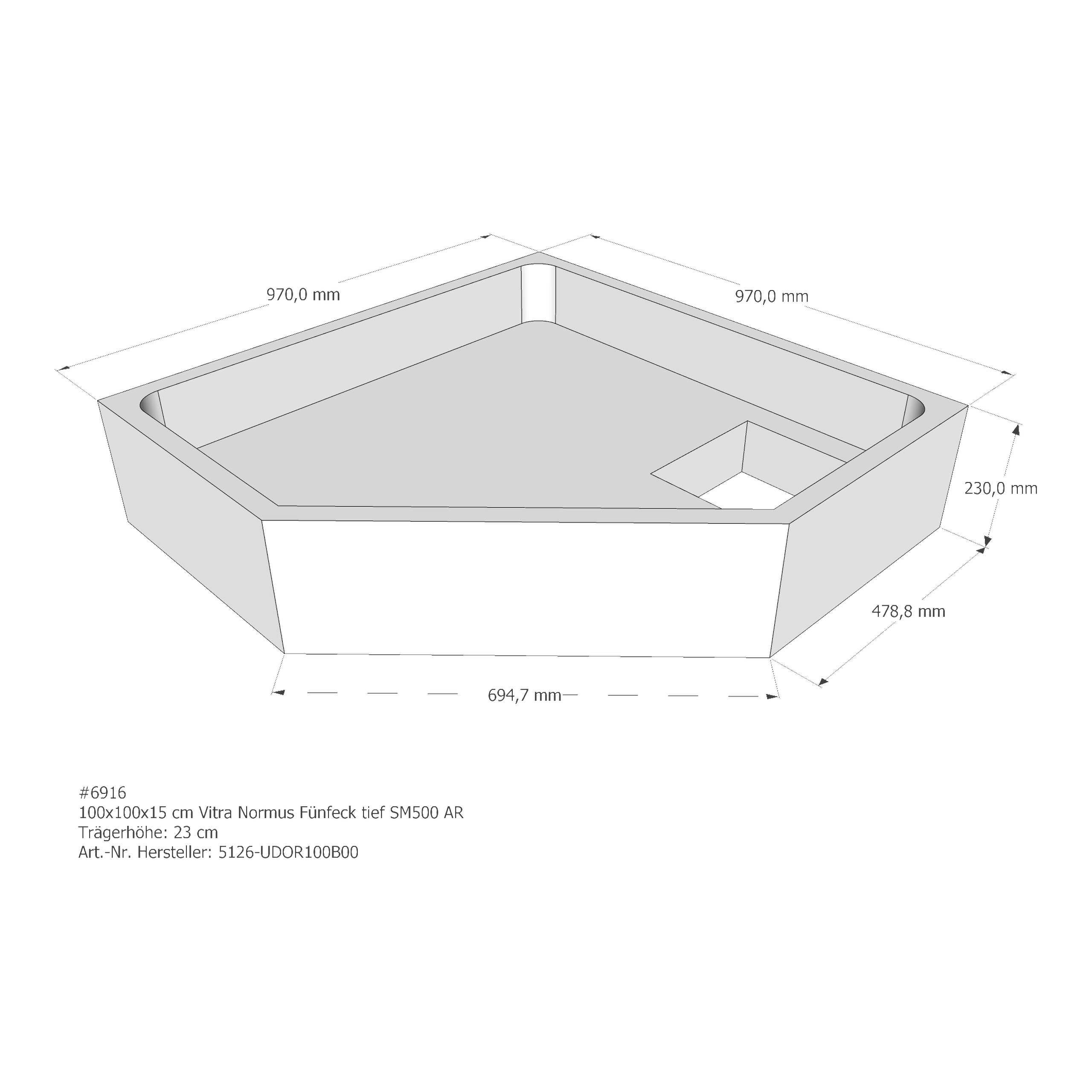 Duschwannenträger für VitrA Normus Fünfeck tief 100 × 100 × 15 cm Duschwannenträger für VitrA Normus Fünfeck tief 100 × 100 × 15 cm