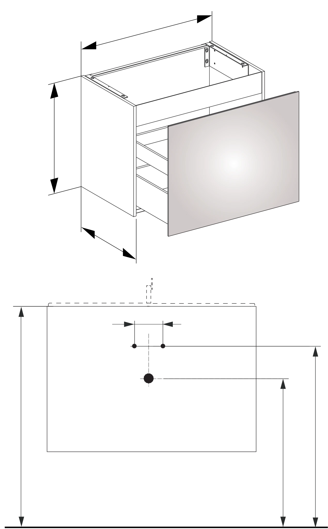 X-Line Waschtischunterbau mit Auszug/Schubkasten 800 x 605 x 490 mm cashmere/cashmere