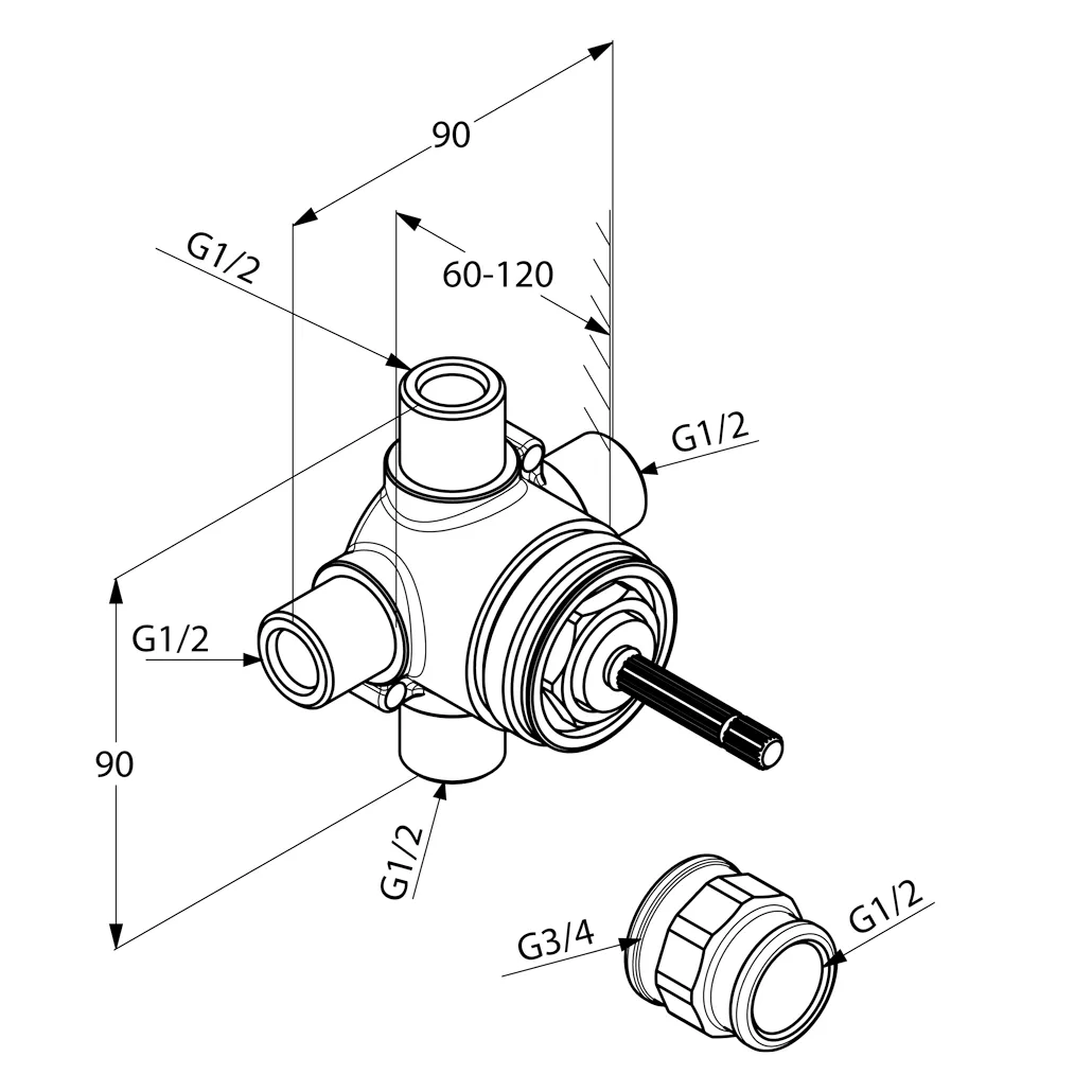 Kludi 2-Wege-Umstellung Rohbau-Set