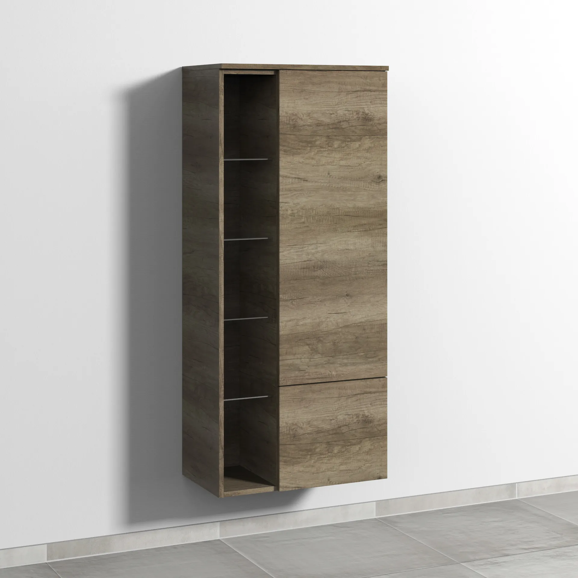 Sanipa Stauraumschrank „3way“ 600 × 1360 × 345 mm Anschlag rechts, in Eiche Nebraska, Anschlag rechts