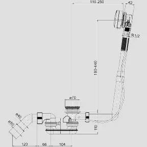 Ab-u.ueberlaufgarnitur SWING PLUS Bauhoehe 110mm