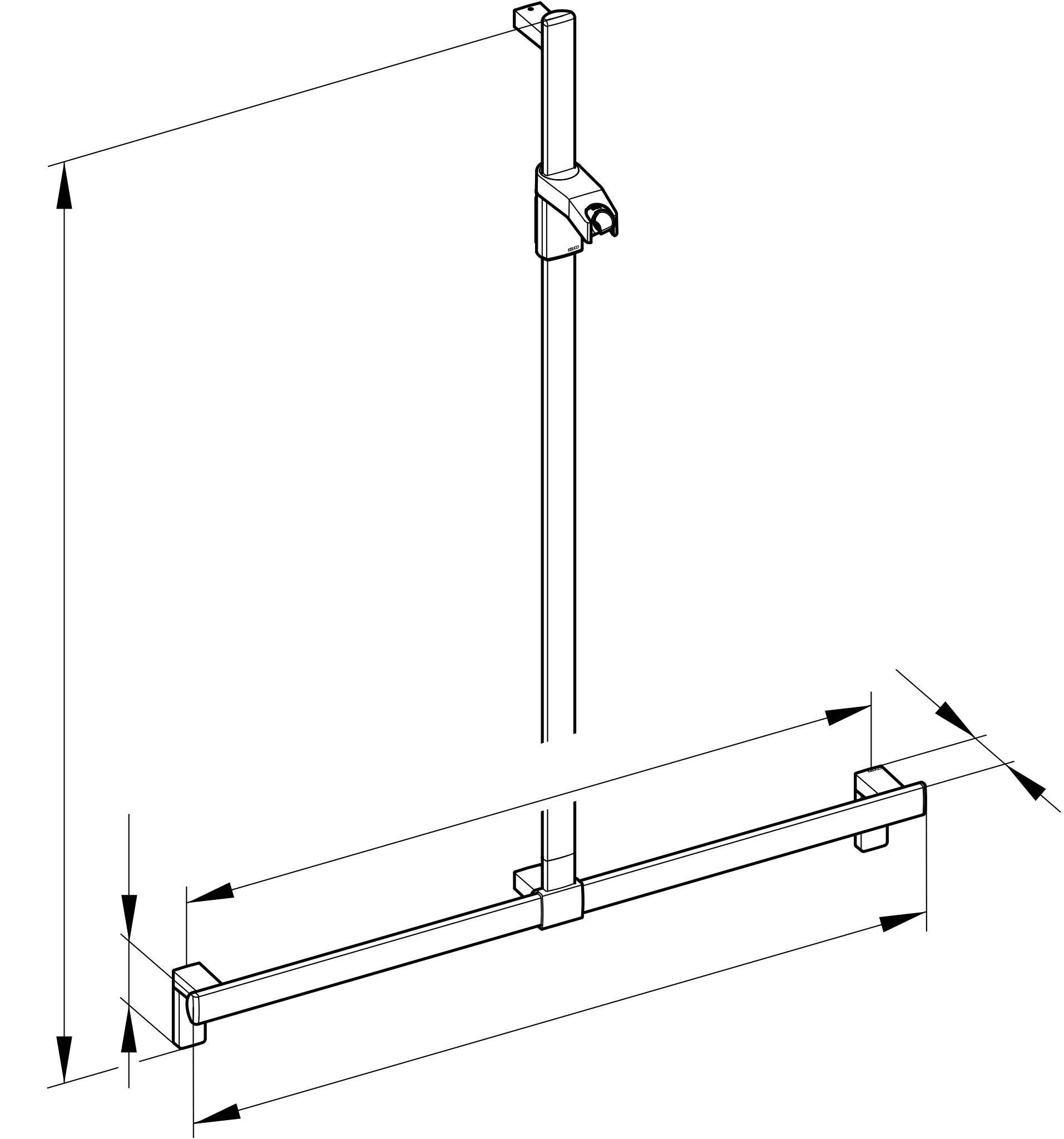KEUCO Duschhandlauf mit Brausestange „Axess“ 932 × 1000 × 1301 mm Ausführung in Schwarz (matt)