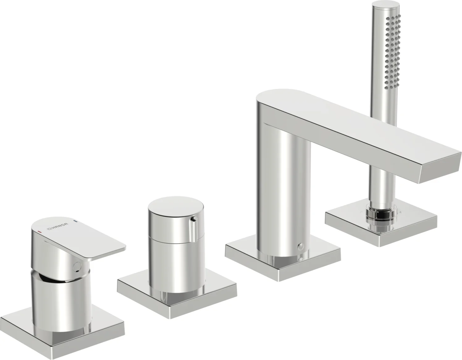 HansaSTELA Wannenarmatur Einhebelmischer Fertigmontageset für Wanne/Brause HansaSTELA 5730 Rosette eckig Chrom