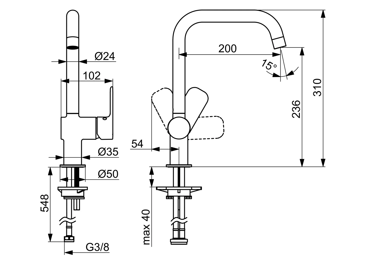 HansaBASIC Küchenarmatur EHM 5556, Ausladung 200 mm, DN15, Chrom HansaBASIC Küchenarmatur EHM 5556, Ausladung 200 mm, DN15, Chrom