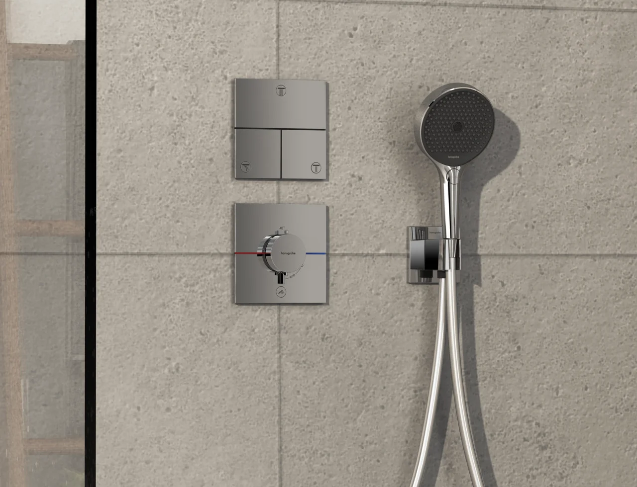 Hansgrohe ShowerSelect Comfort E Thermostat Unterputz, Chrom, 1 Verbraucher + zusätzlicher Abgang, einfache Installation mit vormontiertem Funktionsblock