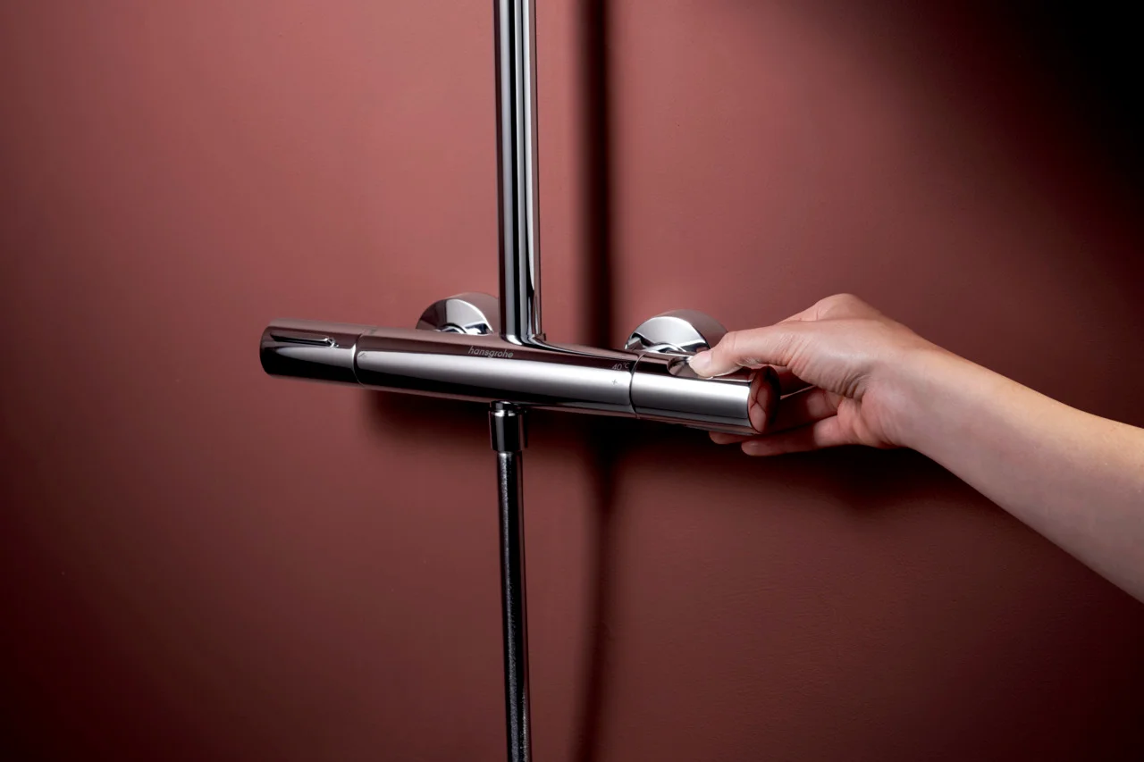 Hansgrohe Raindance Alive S Puro Showerpipe 300 1jet EcoSmart+ mit Ecostat Element, Chrom, 300 mm Brausekopfgröße, 6 l/min Durchfluss, Aufputzinstallation Hansgrohe Raindance Alive S Puro Showerpipe 300 1jet EcoSmart+ mit Ecostat Element, Chrom, 300 mm Brausekopfgröße, 6 l/min Durchfluss, Aufputzinstallation