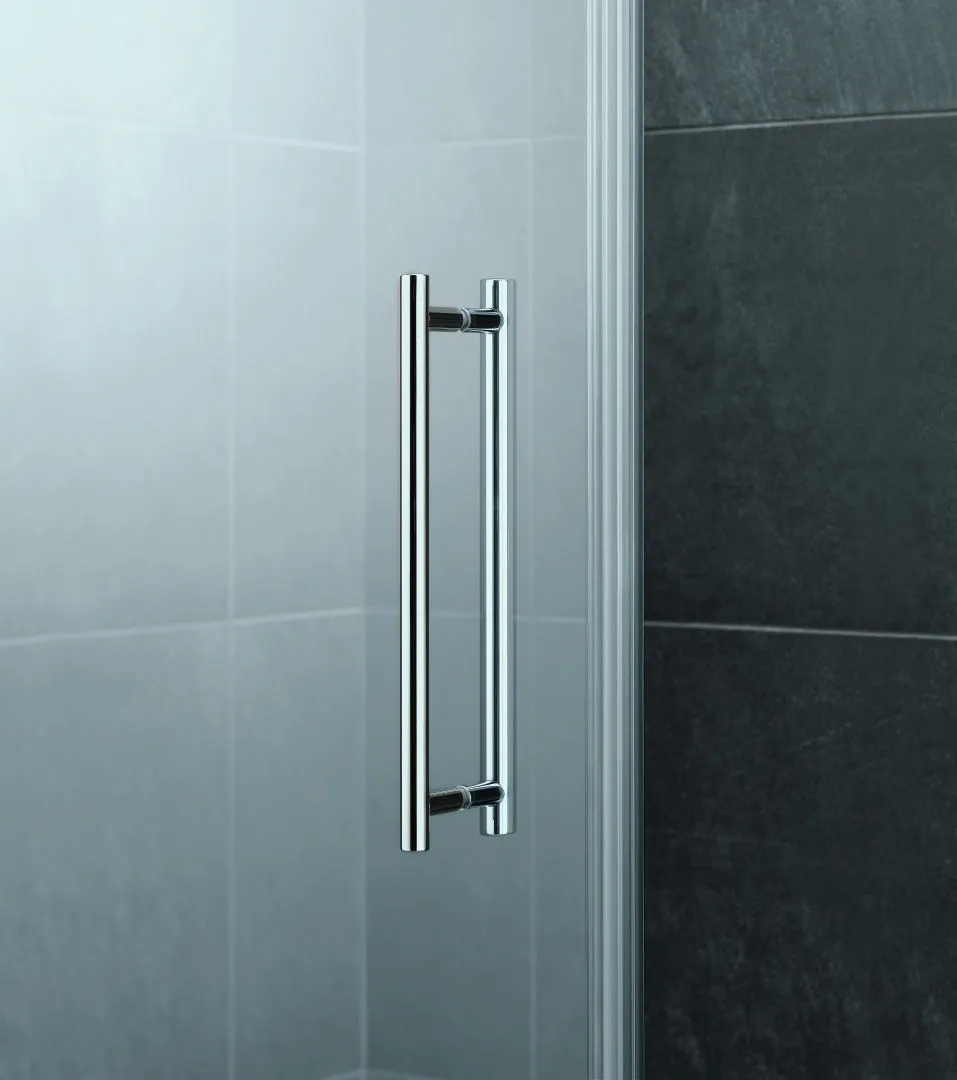 PASA XP PX1TL Pendeltür 1-flügelig mit Festfeld links, für Nische, Höhe 1850 mm, Wanneneinbaumaß 725-760 mm, Breitenverstellmaß 725-760 mm, Farbe Silber Mattglanz, Glas ESG Klar