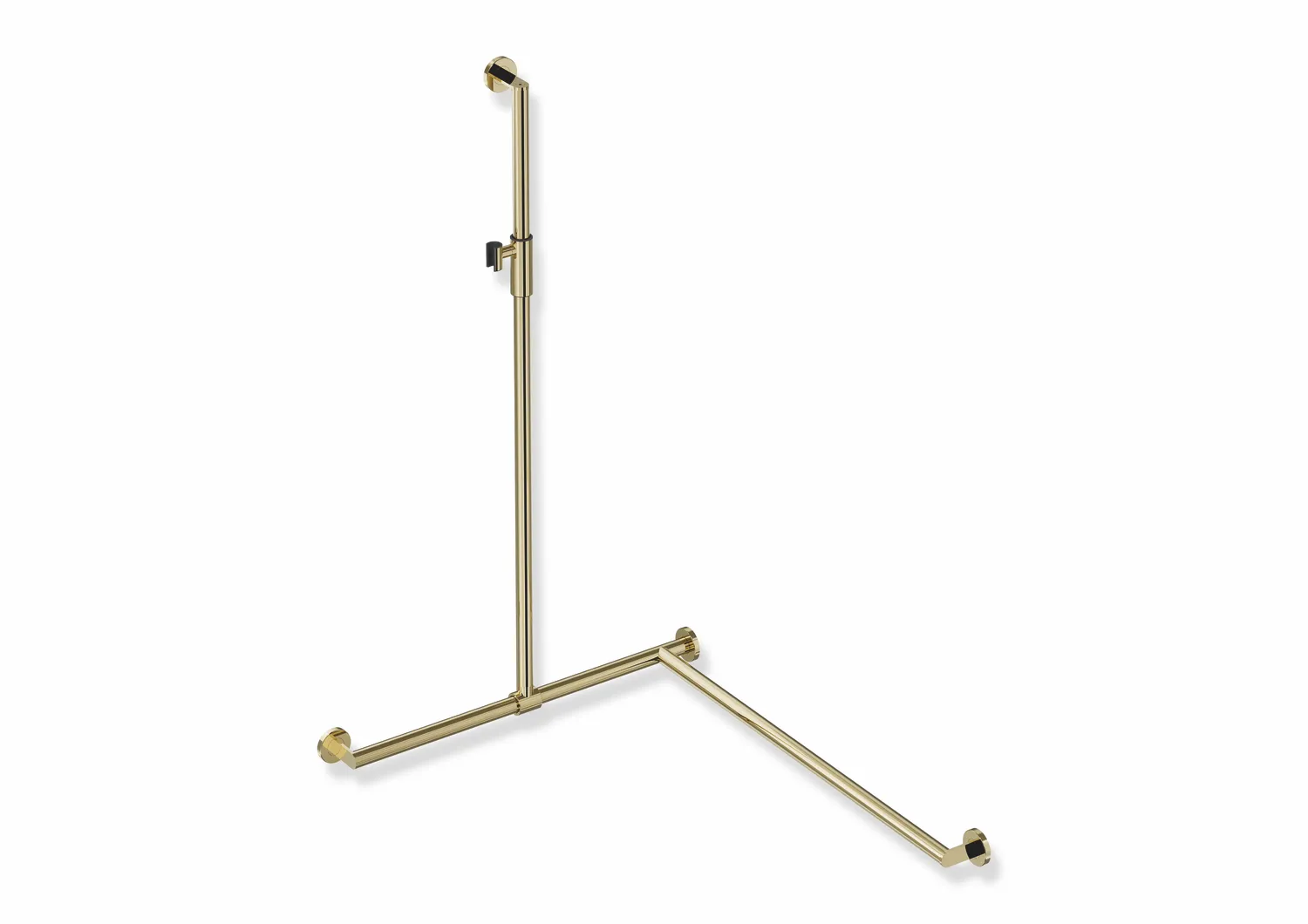 Duschhandlauf mit verschiebbarer Brausehalterstange, Edelstahl, PVD, mit magnetischem Brausehalter, senkrechte Länge 1250 mm, waagerechte Längen 765 mm und 965 mm, D: 32 mm, Ausführung rechts, in Farbe CK (Messing glänzend) Duschhandlauf mit verschiebbarer Brausehalterstange, Edelstahl, PVD, mit magnetischem Brausehalter, senkrechte Länge 1250 mm, waagerechte Längen 765 mm und 965 mm, D: 32 mm, Ausführung rechts, in Farbe CK (Messing glänzend)